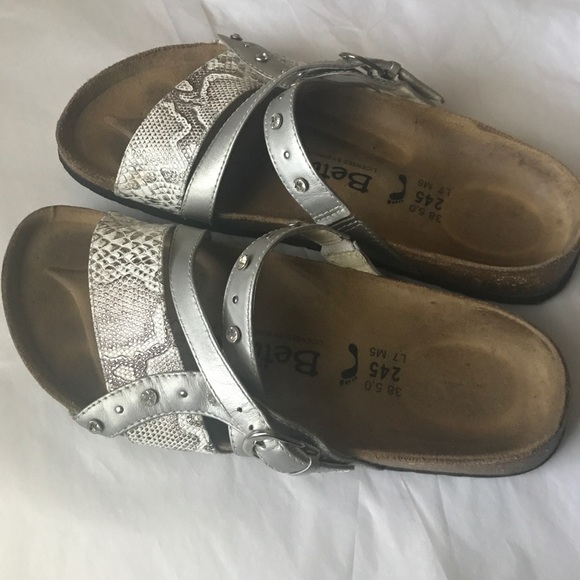 Shoes - Birkenstock betula silver snake print
